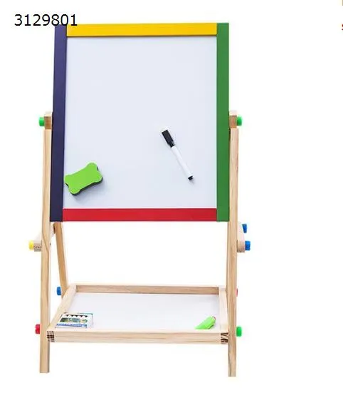 Picture of Color solid wood twosided magnetic childrens drawing board easel writing board small blackboard support baby drawing board