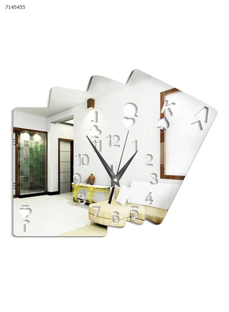 Picture of DIY Poker Acrylic Mirror Sticker Wall Clock Multicolour