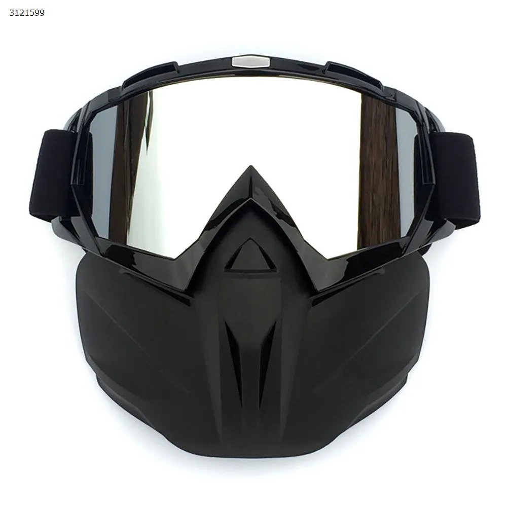 Picture of Motocross face mask goggles racing goggles outdoor riding glasses ski goggles（Bright black frame mercury lens）
