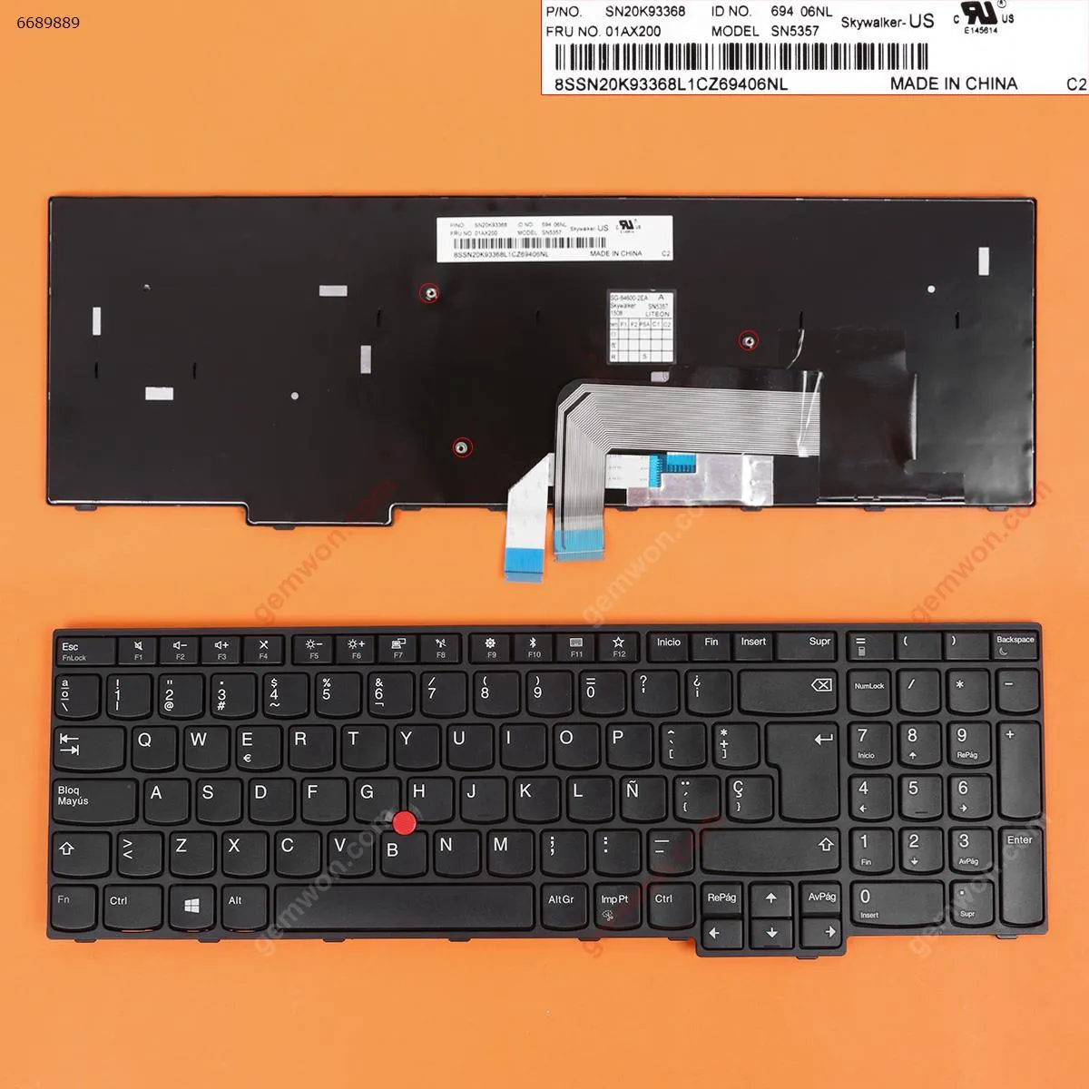 Picture of Thinkpad E570 E575 BLACK FRAME BLACK(With Point stick,Win8 )OEM