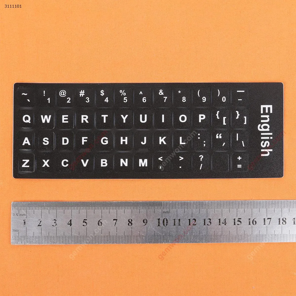 Picture of US Keyboard Sticker,Black with White letter. Change keyboard language layout by stick lables on keyboard keys.