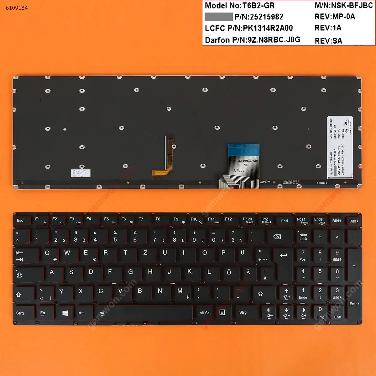 Picture of Lenovo Y50-70 Y70-70 BLACK (Red Backlit,Win8)