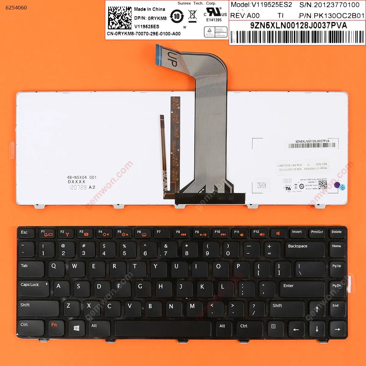 Picture of Laptop US keyboard for DELL XPS L502 New Inspiron 14R/Inspiron N4110 M4110 N4050 M4040 N411Z BLACK FRAME BLACK(Backlit,Win8)