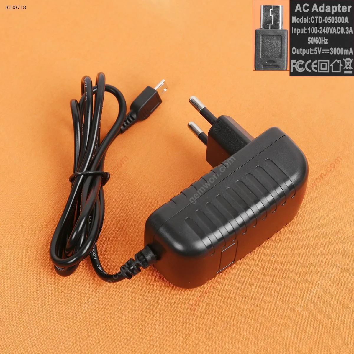 Picture of Power adapter 5V 3A 、Micro UBS cable（High Copy）Plug：EU 