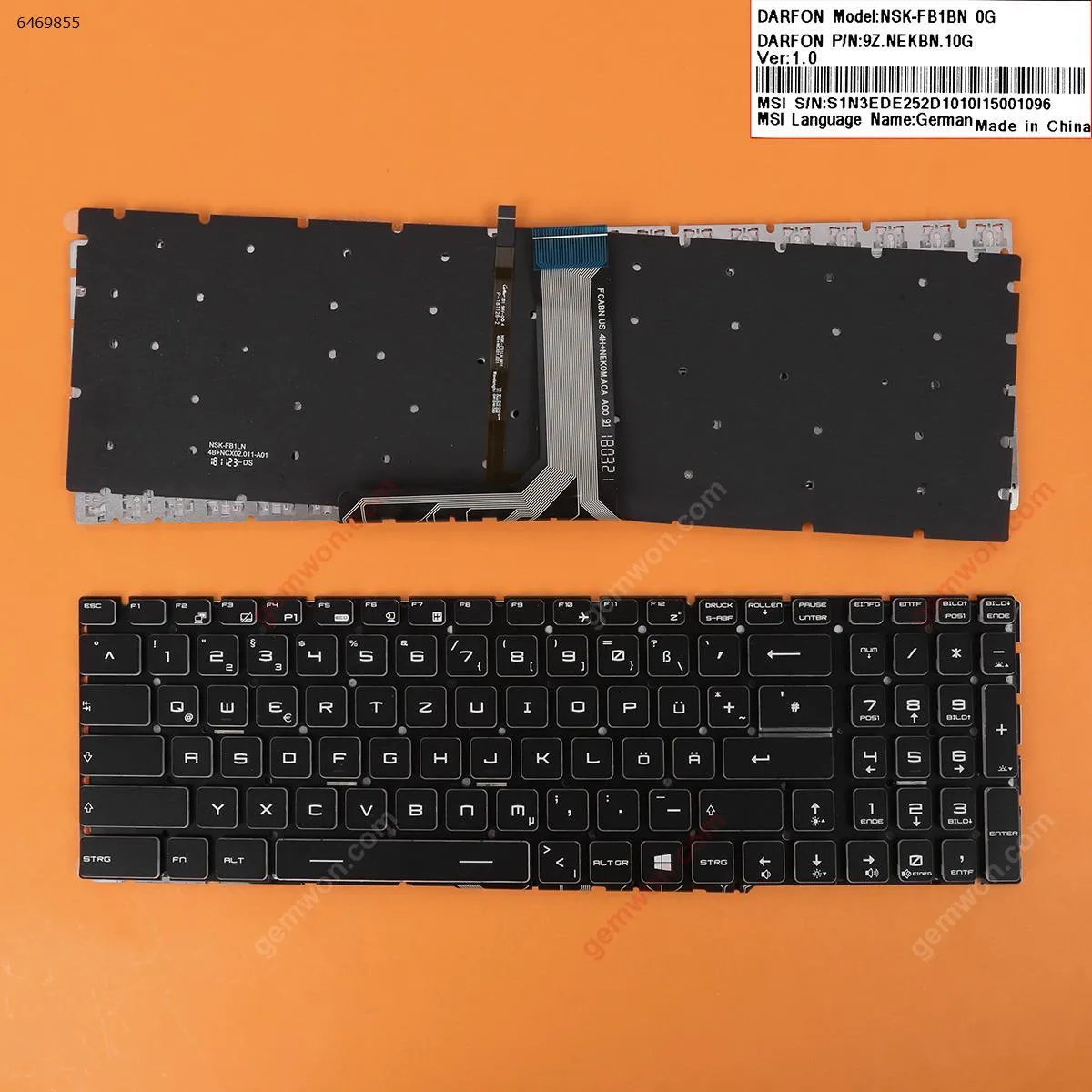 Picture of MSI GT72 GS60 GS70 WS60 GE72 GE62 BLACK (Backlit,Without FRAME,WIN8)