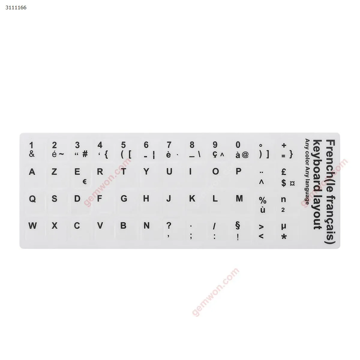 Picture of FR Keyboard Sticker,White with Black letter. Change keyboard language layout by stick lables on keyboard keys.