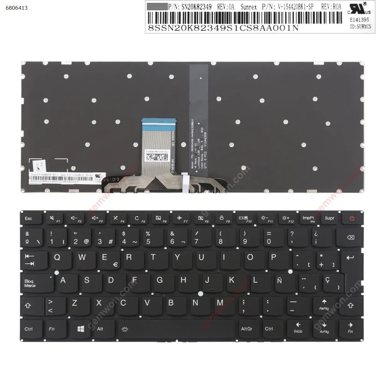 Picture of LENOVO 710S-13  BLACK  (Without  FRAME , Blacklit)