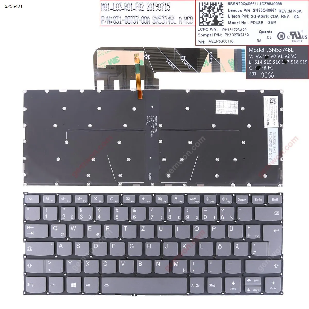 Picture of IBM Lenovo Yoga 530-14IKB 530-14ARR   730-13ikb 730-13iwl 730-15ikb 730-15iwl   GRAY （backlit , without frame ，win8）