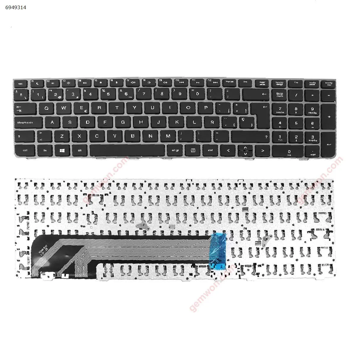 Picture of HP Probook 4535S 4530S 4730S SILVER FRAME BLACK OEM