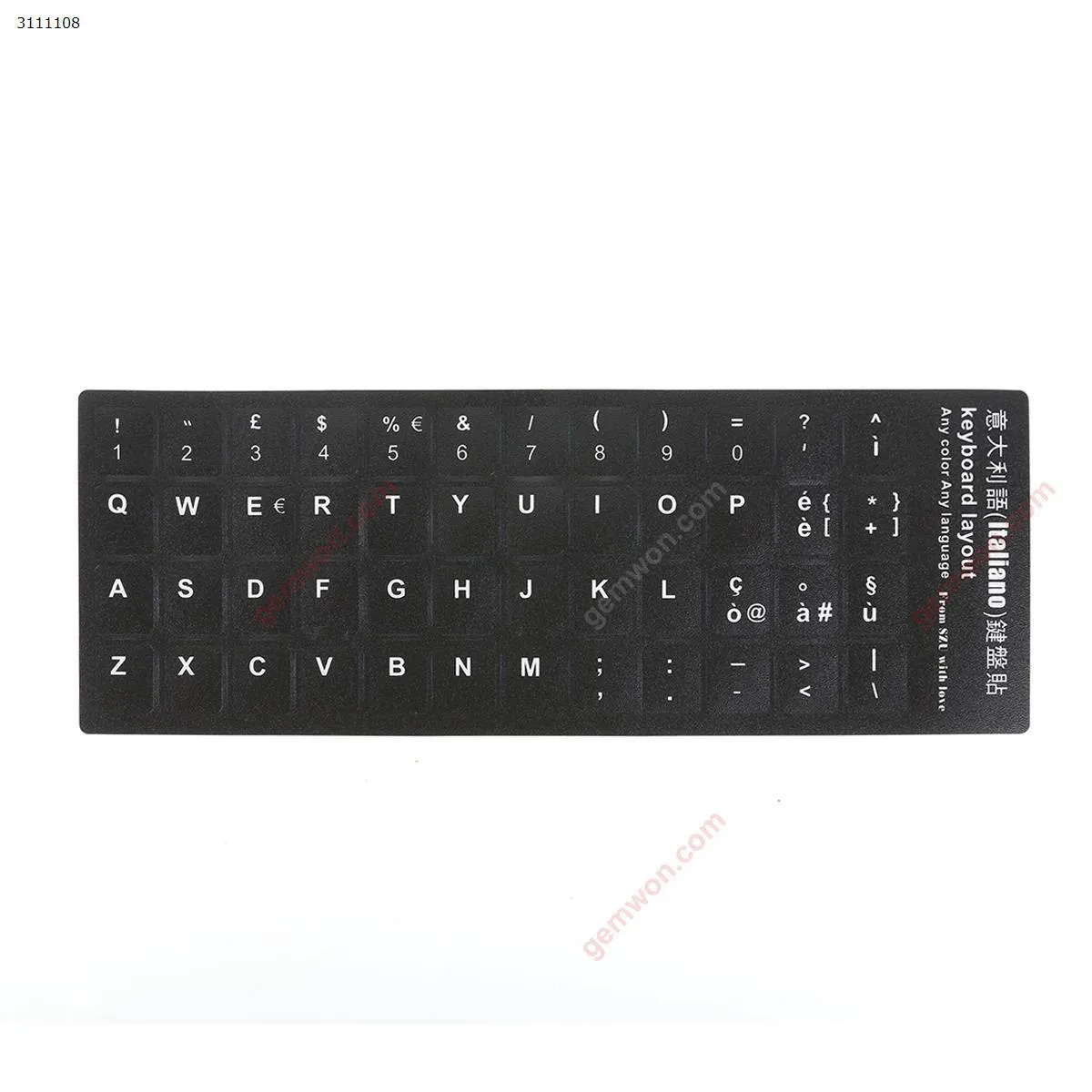 Picture of IT Keyboard Sticker,Black with White letter. Change keyboard language layout by stick lables on keyboard keys.