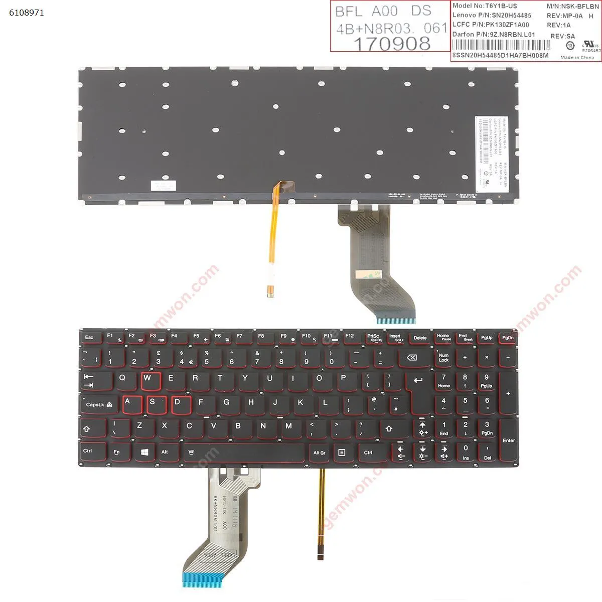Picture of Lenovo Ideapad Y700-15 BLACK (Red side,Backlit,WIN8,without FRAME)