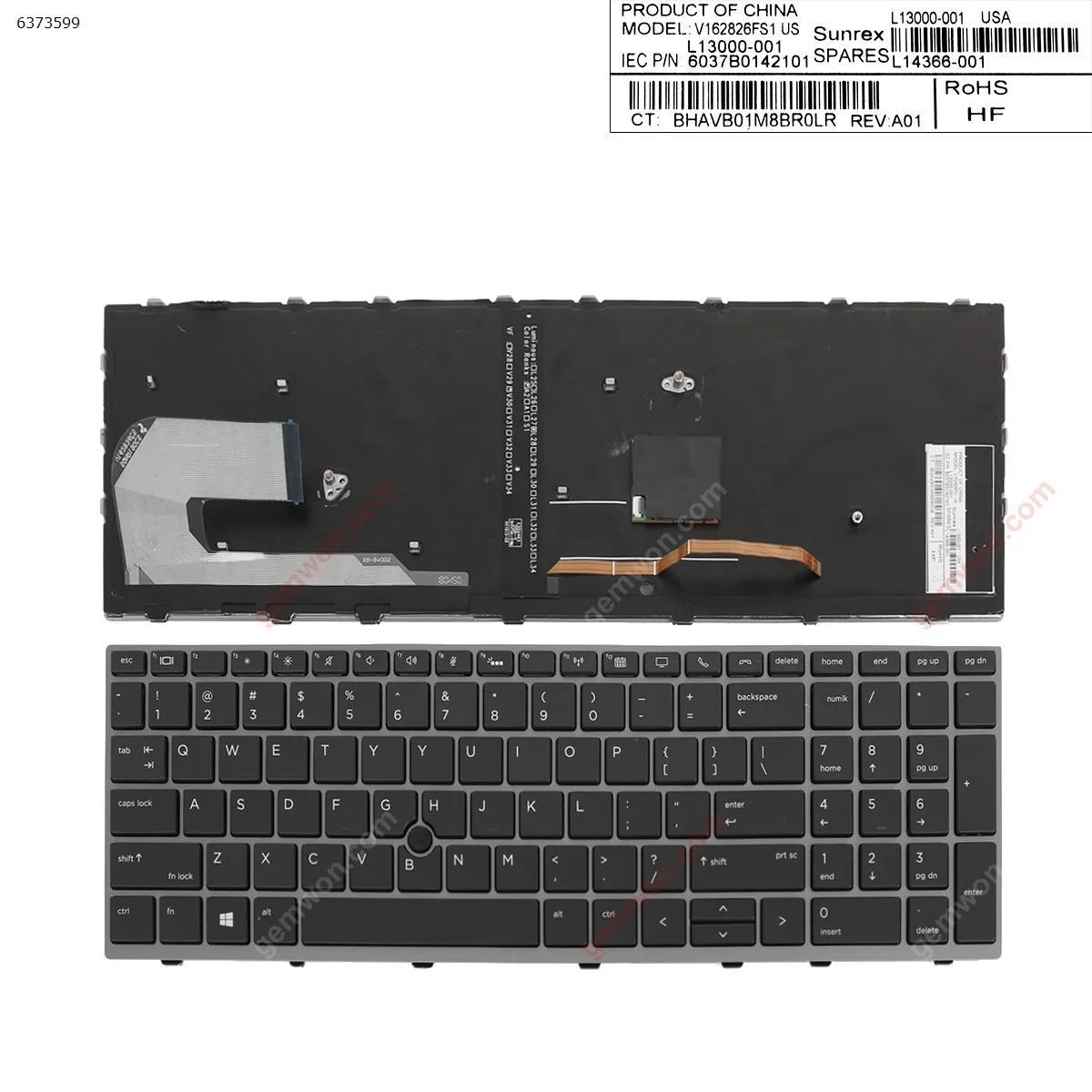 Picture of HP Elitebook 850 G5 755 G5 ZBook 15u G5  GRAY  FRAME BLACK (Backlit   ， with point,Win8)