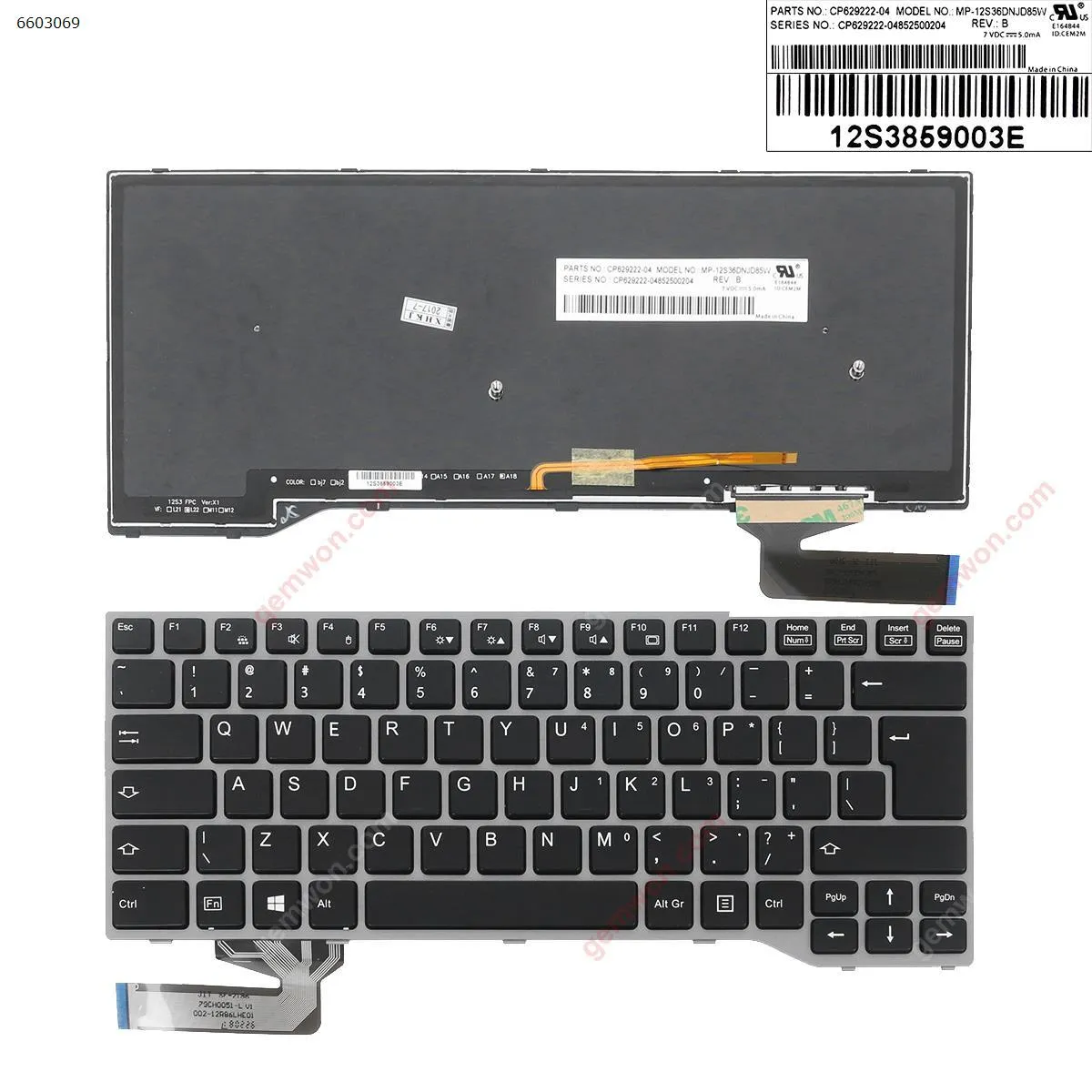 Picture of Fujitsu Lifebook E733 E744 E734 E743 GRAY FRAME BLACK （Backlit  Big Enter , Win8) 
