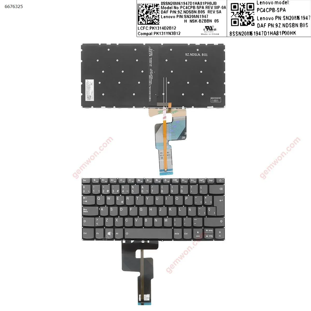 Picture of LENOVO IdeaPad 320-14ISK 320S-14IKB 320S-14IKBR GRAY (Backlit,Without FRAME,WIN8)