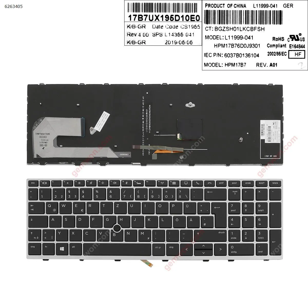 Picture of HP EliteBook 850 G5  SILVER FRAME BLACK (Backlit ,  with point  Reprint) 