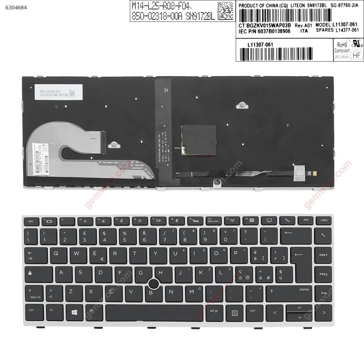 Picture of HP EliteBook 840 G5 SILVER FRAME BLACK (with point, Backlit) 