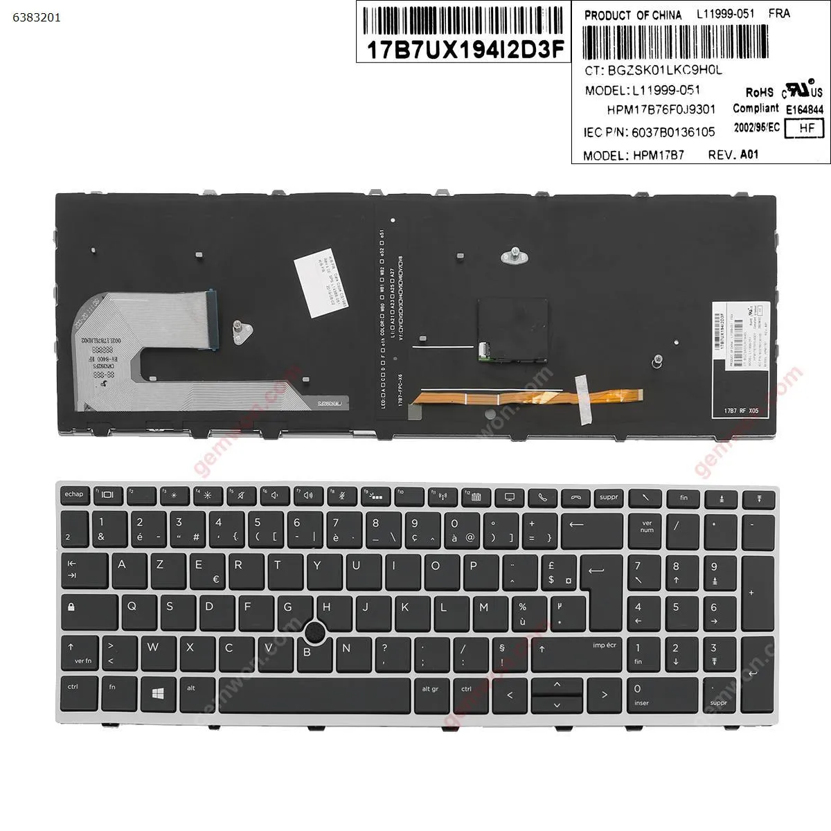 Picture of HP EliteBook 850 G5  SILVER FRAME BLACK (Backlit ,  with point ) 