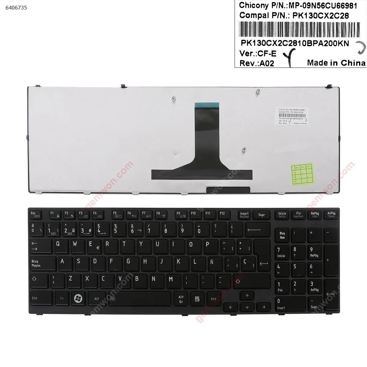 Picture of TOSHIBA Satellite A660 A665 BLACK FRAME BLACK