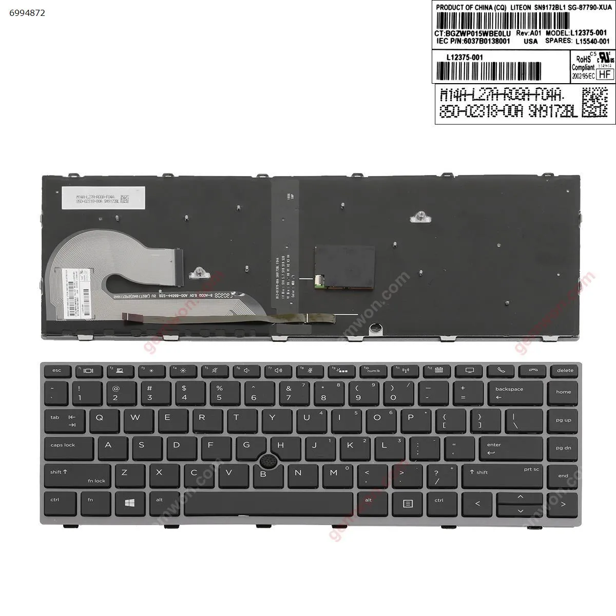 Picture of HP EliteBook 840 G5 745 G5 840 G6 ZBook 14u G5 14u G6 GARY FRAME BLACK (with point, Backlit, Win8) 