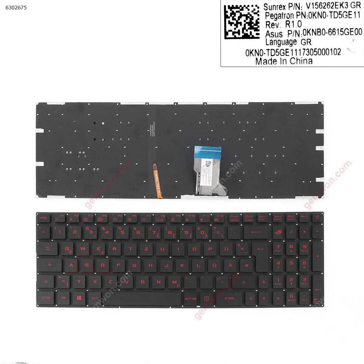Picture of Asus GL502VM GL502VS GL502VT GL502VY GL702VS GL702V BLACK(Red Backlit,Red Printing) WIN8 