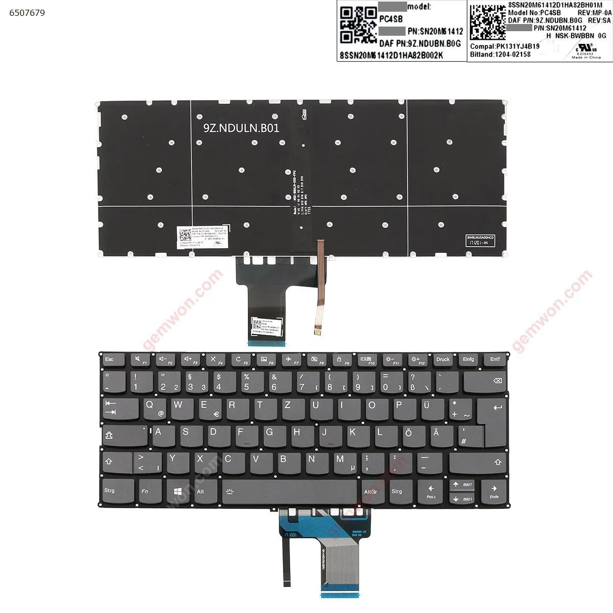 Picture of Lenovo YOGA 720s-13 720s-13ISK 720s-13IKB 720s-13IKBR   GRAY  (Backlit,Without Point stick, WIN8) 