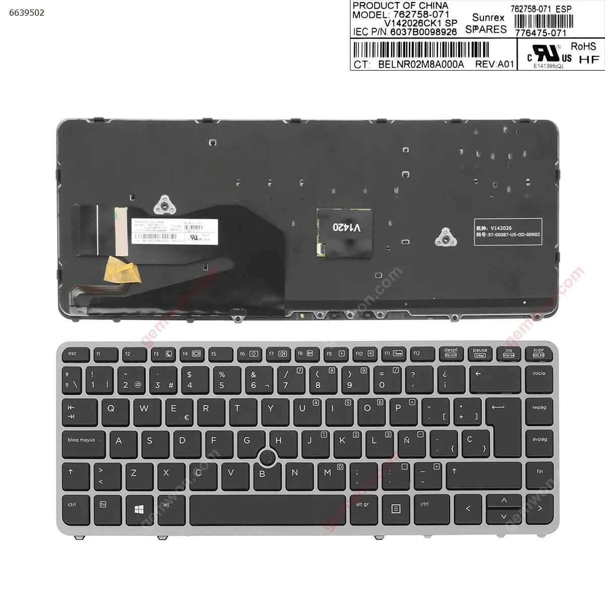 Picture of HP EliteBook 840 G1 850 G1 GRAY FRAME BLACK (Backlit,with point,Win8)