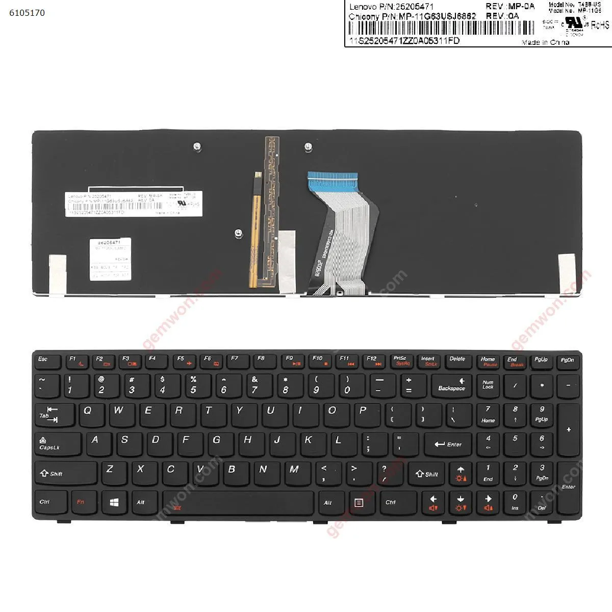 Picture of LENOVO Y580 GRAY FRAME BLACK(Backlit.WIN8) OEM
