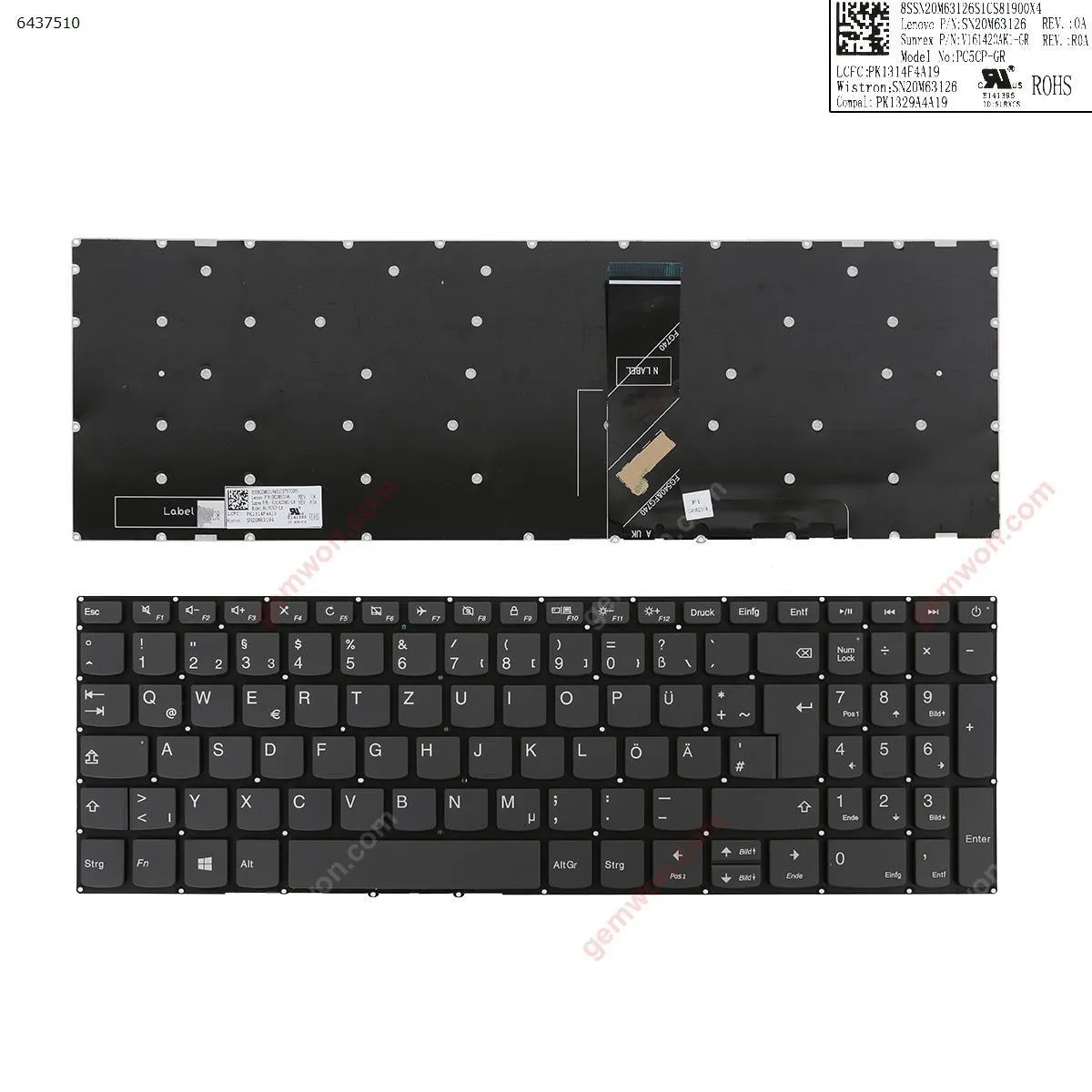 Picture of Lenovo IdeaPad 320-15ABR 320-15IAP 320-15AST 320-15IKB 320-15ISK GRAY win8(Without FRAME) 