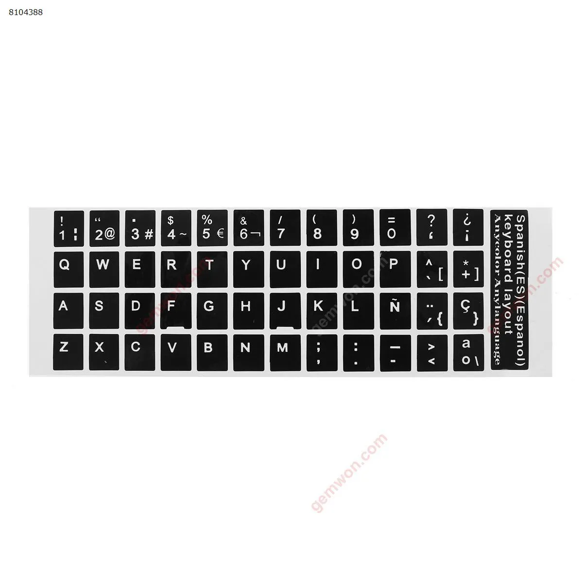 Picture of SP Keyboard Sticker,Black with White letter. Change keyboard language layout by stick lables on keyboard keys(Glossy)