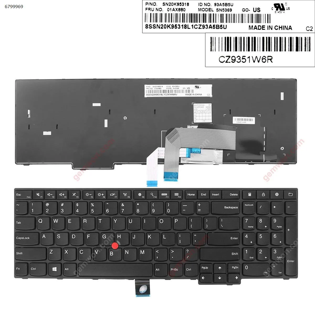 Picture of Thinkpad E555 E550 BLACK FRAME BLACK(With Point stick, OEM  ， Win8 ) 