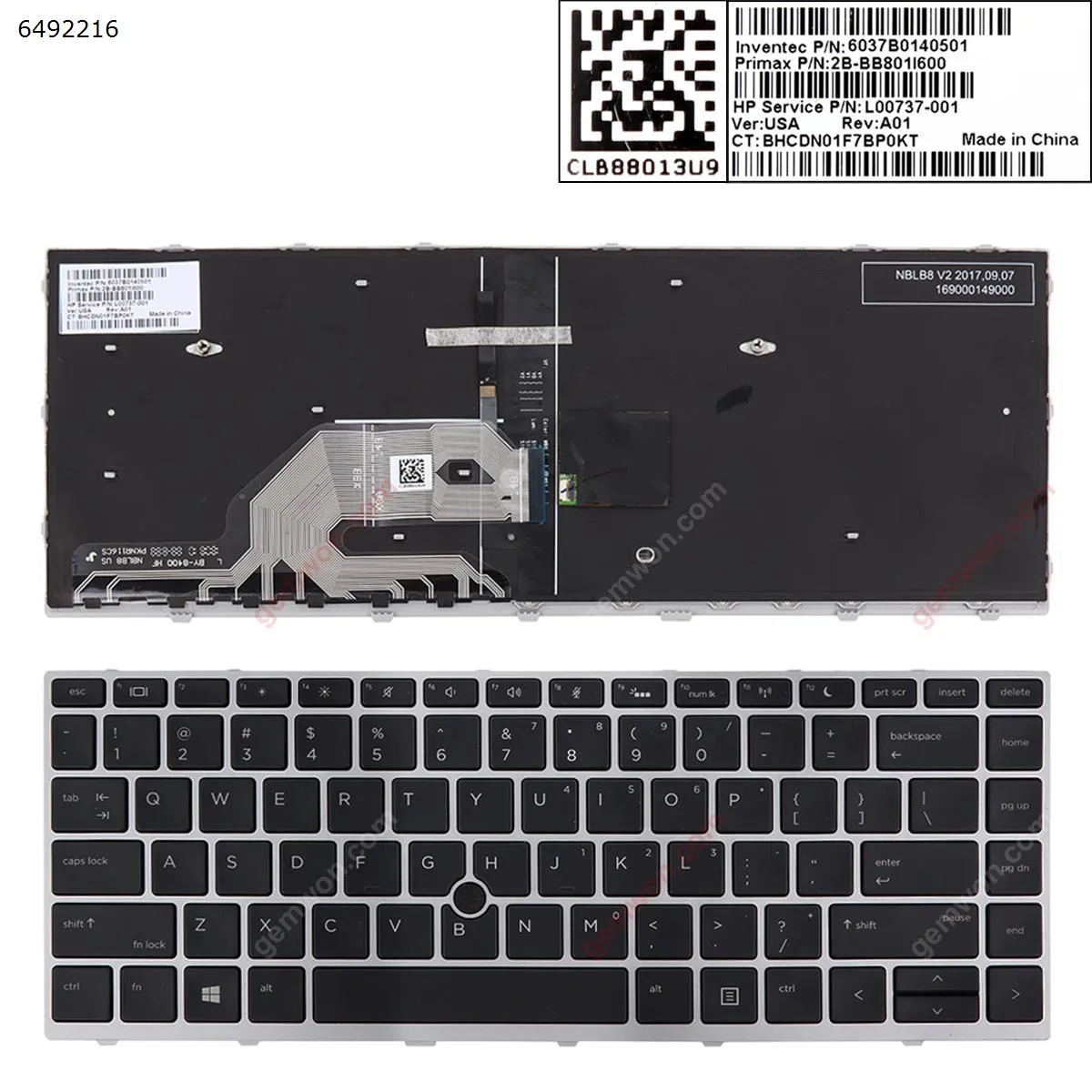 Picture of HP Probook 430 G5 440 G5 445 G5  Silver  FRAME BLACK ，(Backlit，With  Point stick)