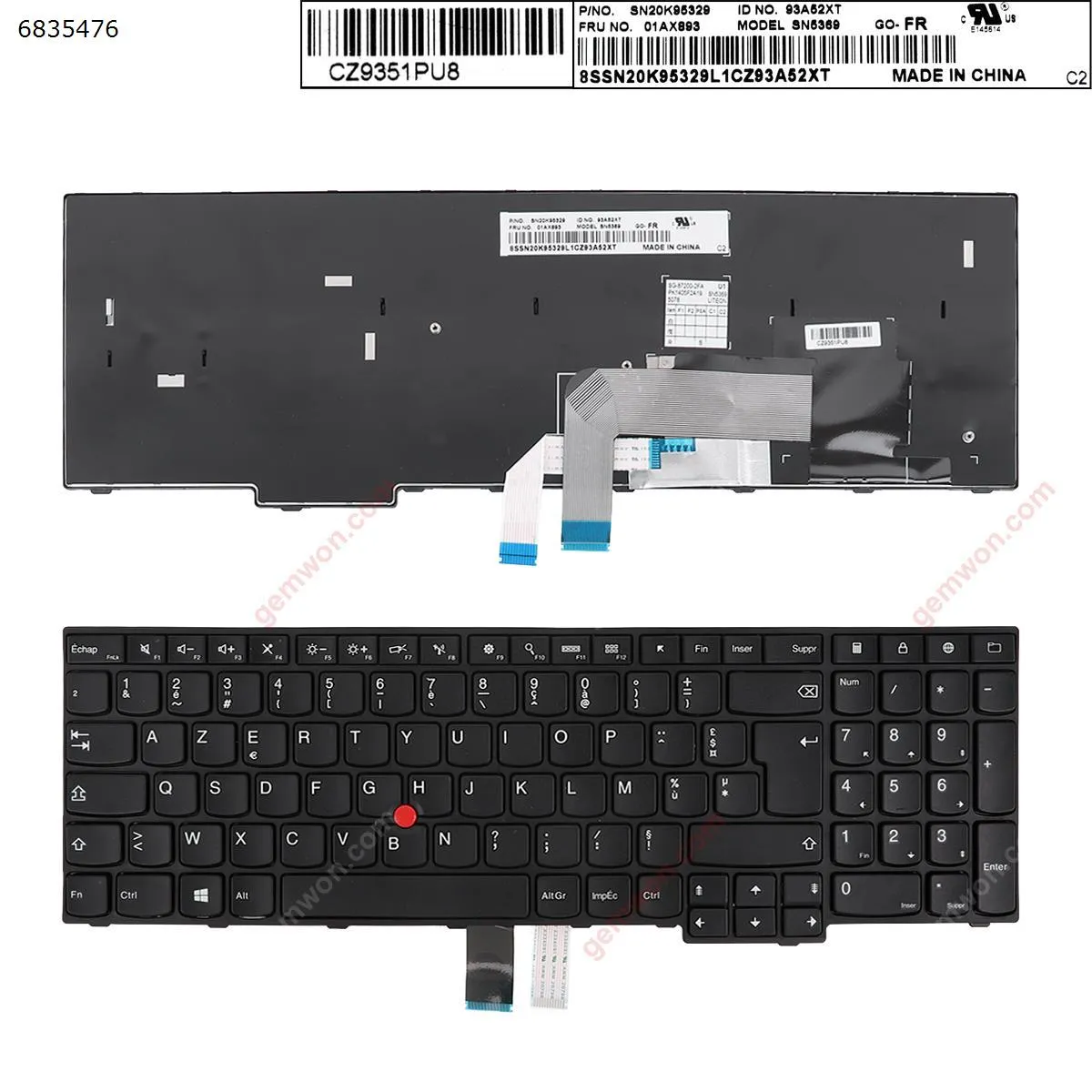 Picture of Thinkpad E555 E550 BLACK FRAME BLACK(With Point stick,Win8 )  OEM