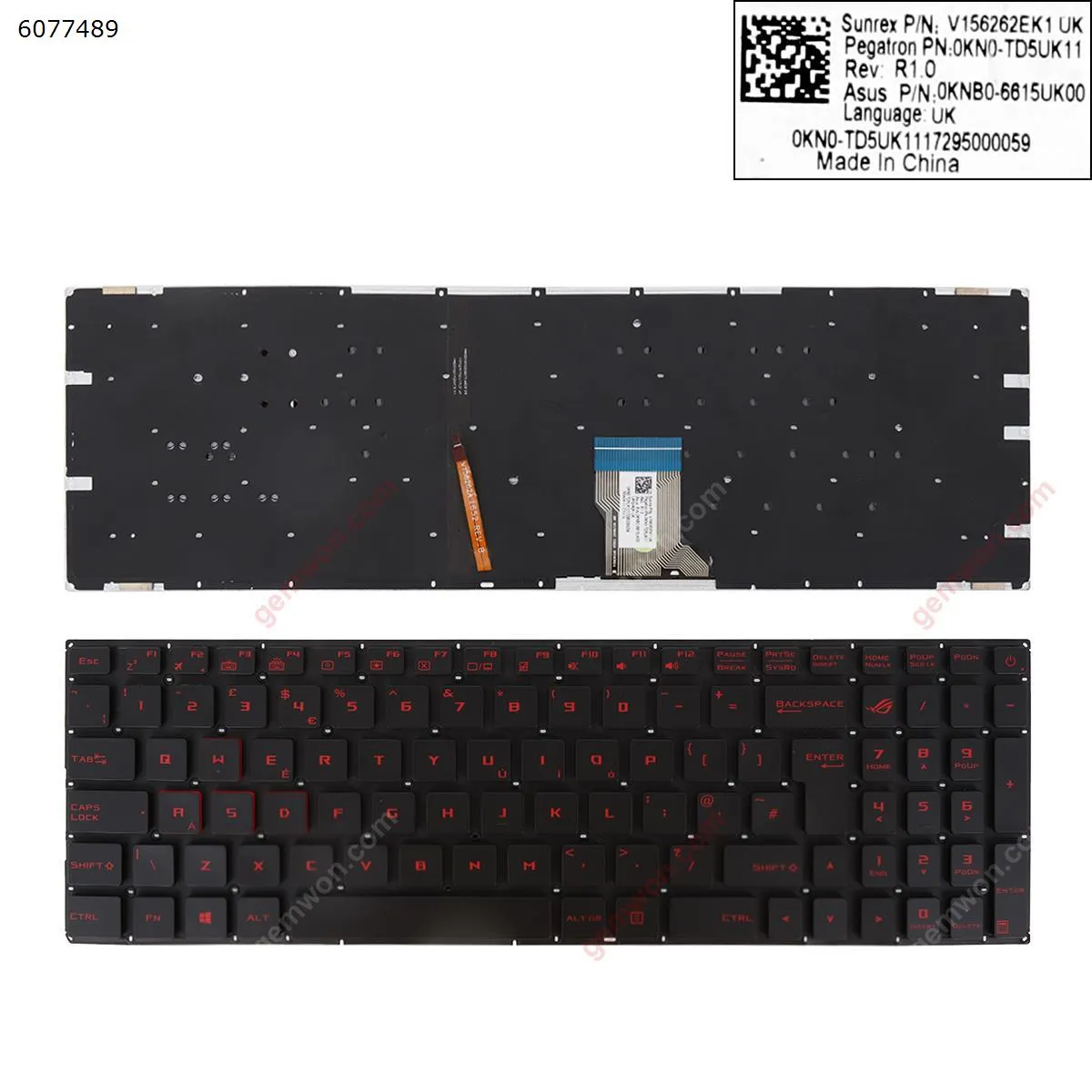Picture of Asus GL502  BLACK (Without FRAME,Backlit  ,  red Printing   WIN8)  
