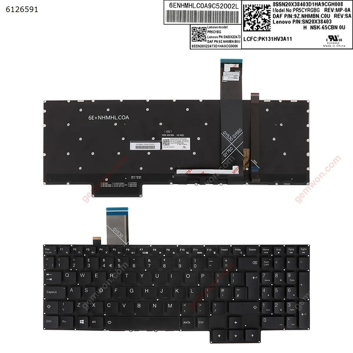 Picture of Lenovo  Y7000 2020 R7000 2020 Y7000P R7000P 2020 black ( Backlit,Without FRAME,WIN8)