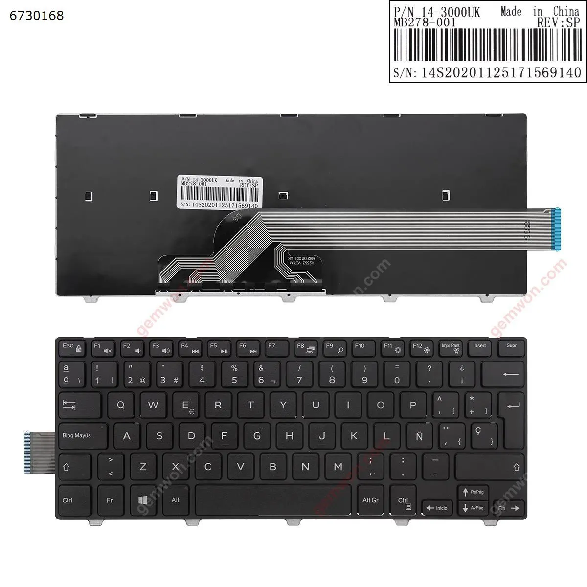 Picture of DELL Inspiron 14-3000 5447 5442 5445 7447 Series BLACK FRAME BLACK   OEM  (For Win8)