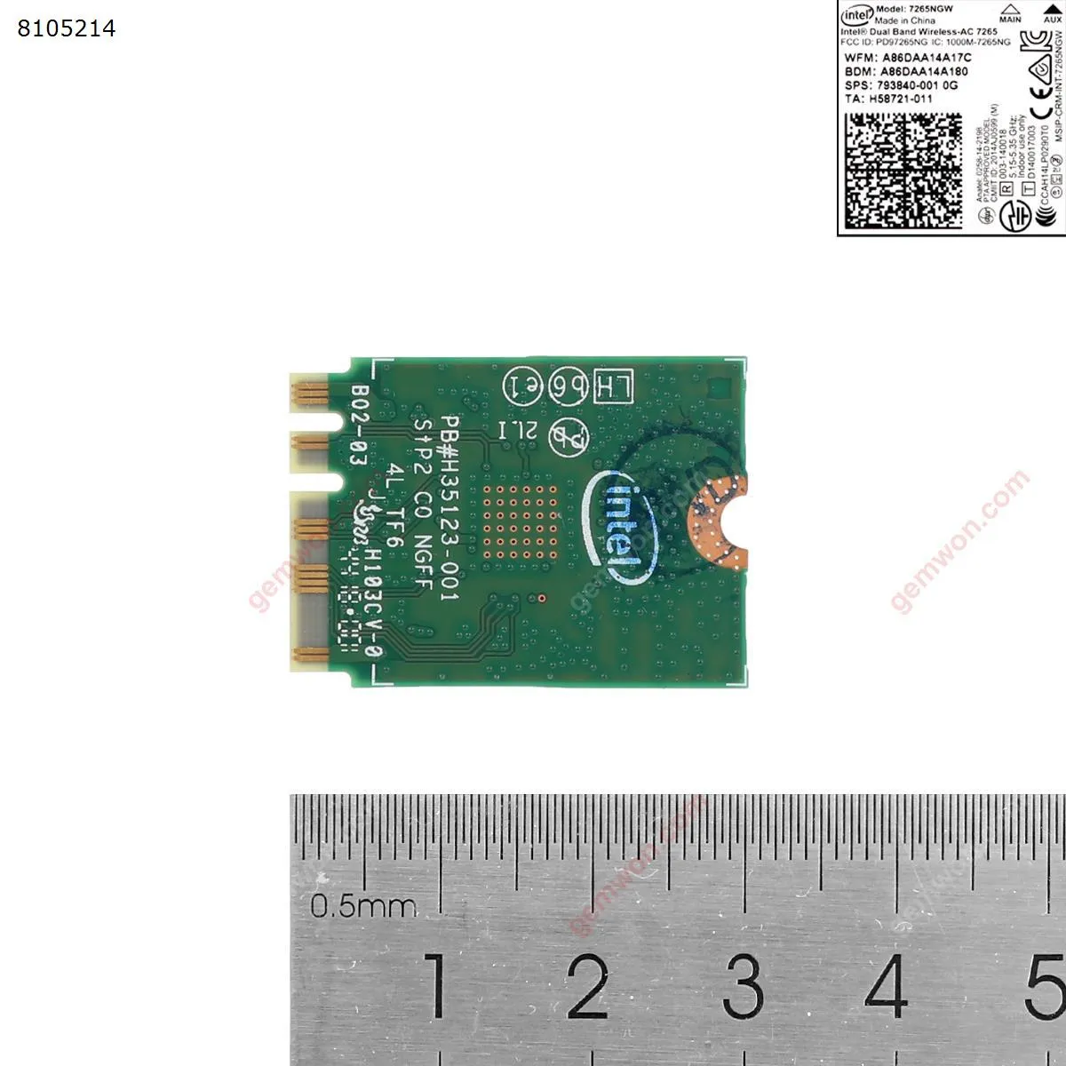 Picture of Intel Dual Band 7265NGW 802.11AN WIFI + Bluetooth 4.0 Card For HP Wlan Laptop 