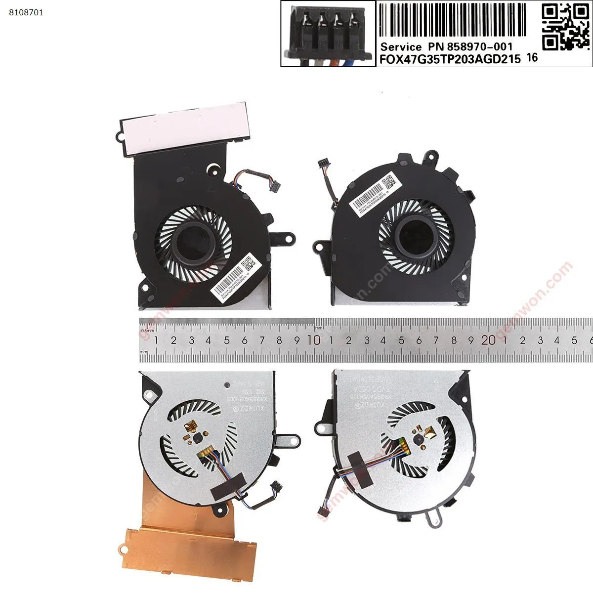 Picture of Laptop fan for HP Pro TPN-Q194 15-CE 3plus(CPU + GPU Fan,High Copy)