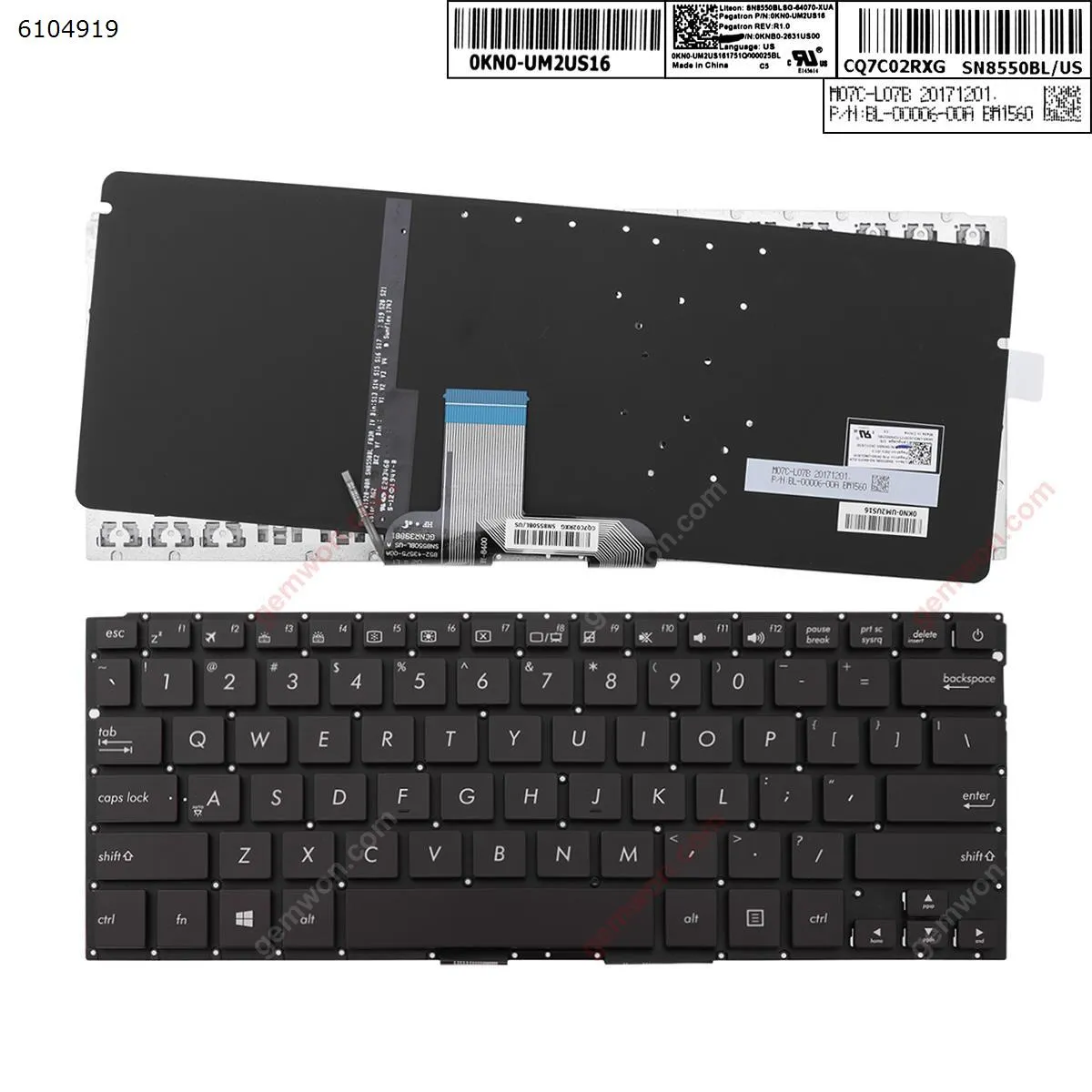 Picture of Asus-ZenBook-UX310-UX310UA-UX310UQ-U4000  BLACK   Without FRAME, Backlit   win8 