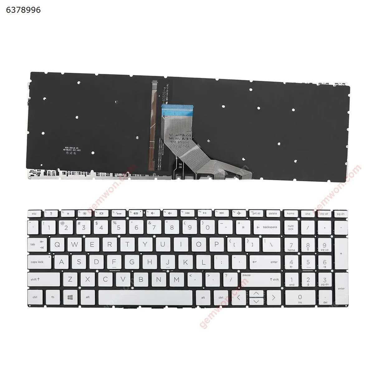 Picture of Laptop US keyboard for HP Pavilion 15-DA 250 255 G7 Gen7 Silver ( backlit ，Small Enter WIN8) 