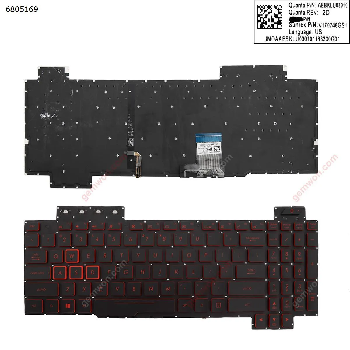 Picture of ASUS  FX505/FX504/FX705/FX80  BLACK (Red side,Backlit,WIN8,without FRAME)OEM
