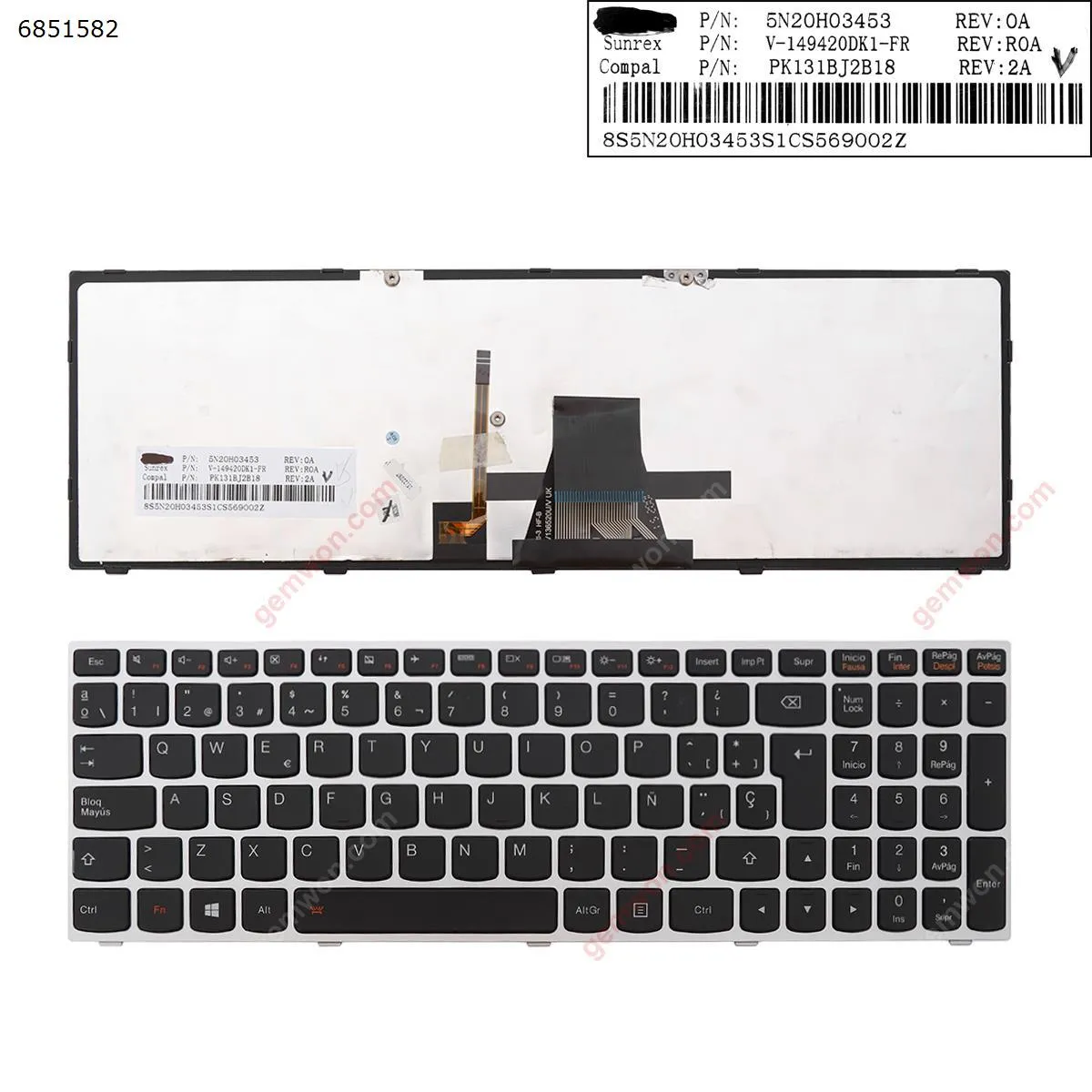 Picture of LENOVO G50-70 SILVER FRAME BLACK (Backlit,For Win8)   OEM