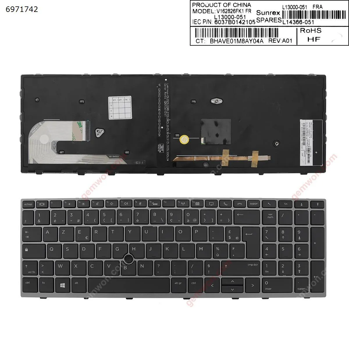 Picture of HP EliteBook 850 G5 GRAY FRAME BLACK (Backlit , with point )