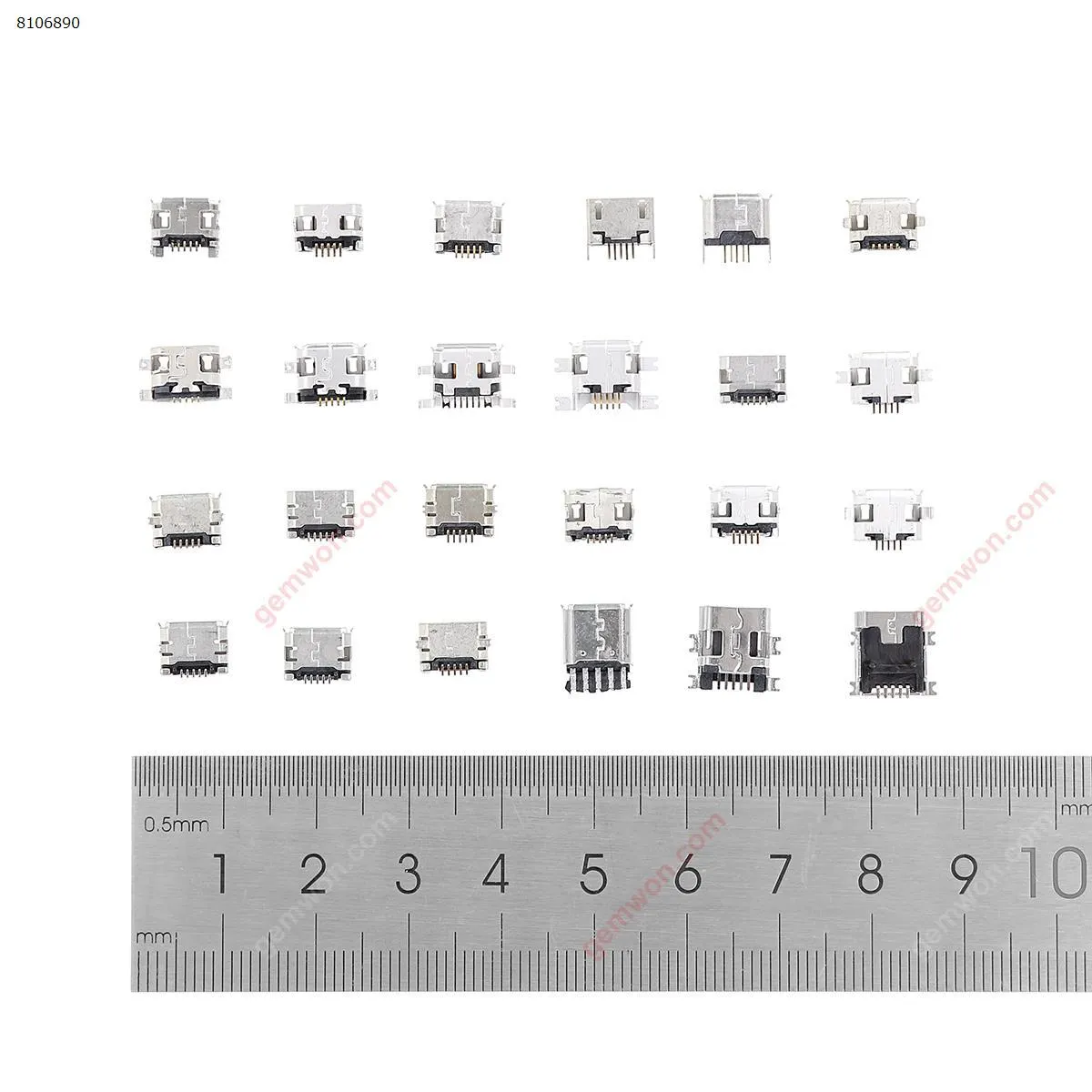 Picture of Set of USB connectors for mobile devices, connection set with 24 models of micro size, compatible with MP3/4/5, Lenovo, ZTE, Huawei, Samsung, Xiaomi, HTC, 240 pieces
