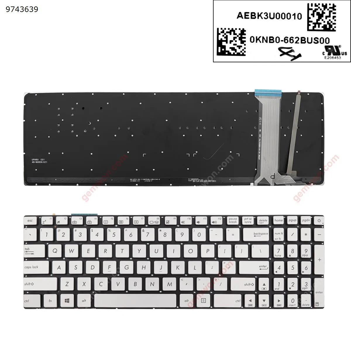 Picture of ASUS N551 N551J N551JB N551JK N551JM N551JQ SILVER (Backlit,With foil,Without FRAME) WIN8 