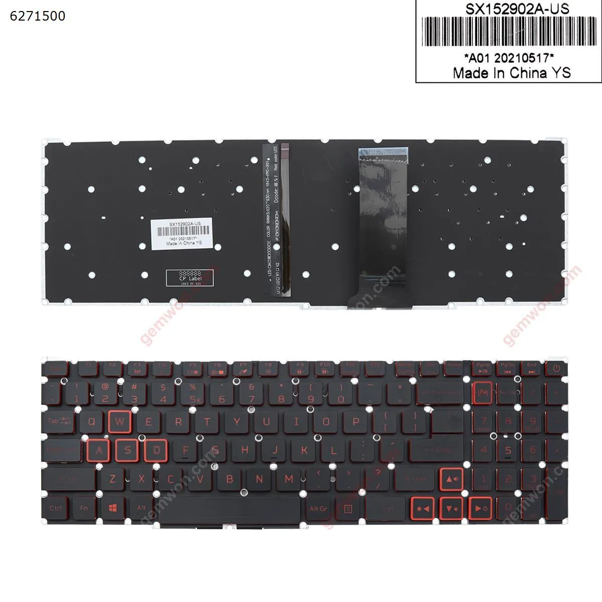 Picture of Acer Nitro-4 an515-54 an515-43 an517-51 an715-51 BLACK (Red side,Backlit,WIN8,without FRAME) 