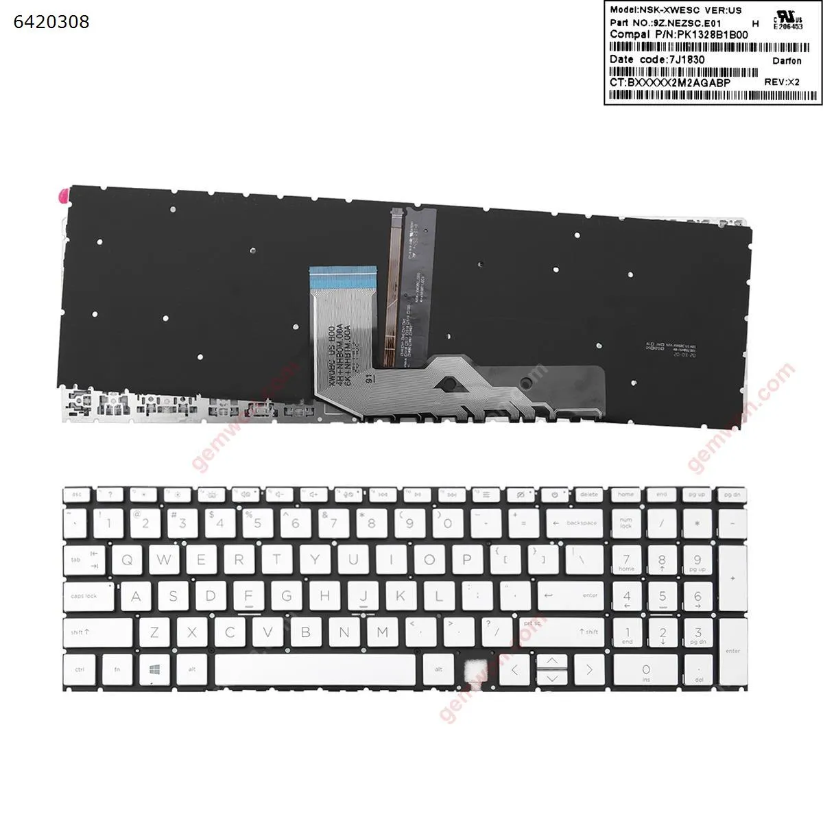 Picture of HP Envy 17-cg 17-cgxxx,15 - ED 15-edxxx  SILVER（Backlit ，win8 ）