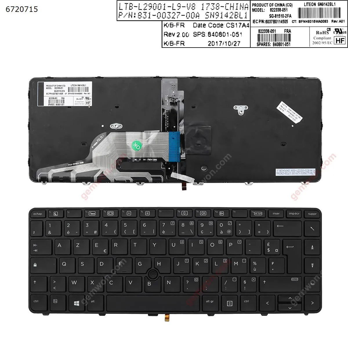 Picture of HP 430 g3 g4 440 g3 g4 446 g3 BLACK Frame BLACK(Backlit,With point,Win8)  