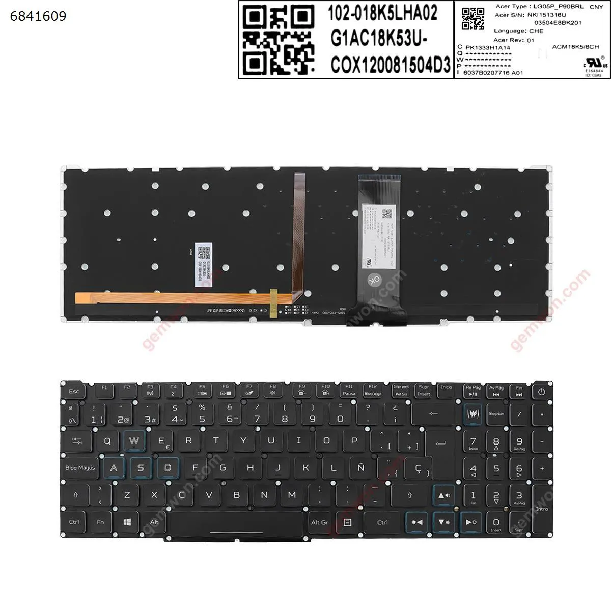 Picture of Acer Nitro-4 an515-54 an515-43 an517-51 an715-51 BLACK ((Full Colorful Backlit ,without FRAME ，Blue crystal key cap， WIN8 )