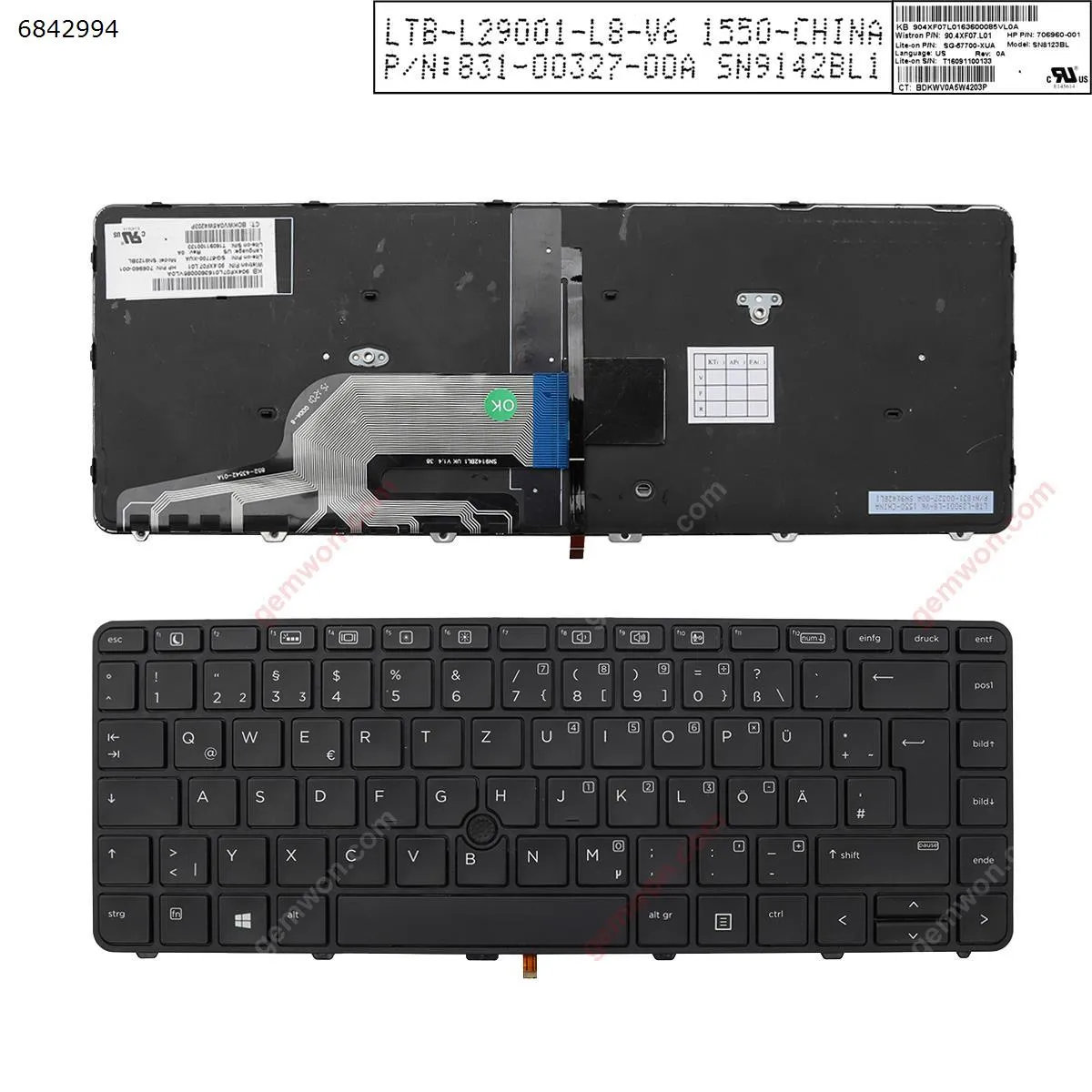 Picture of HP ProBook  430 G3 430 G4 440 G3 440 G4 445 G3  BLACK FRAME   BLACK,( With Point stick , Backlit  )