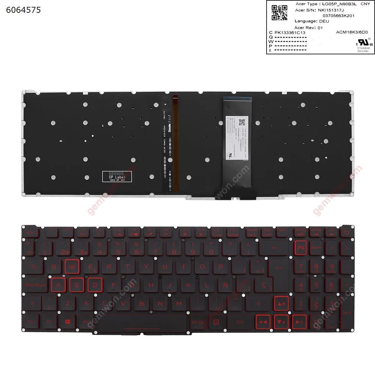 Picture of Acer Nitro-4 an515-54 an515-43 an517-51 an715-51 BLACK ， red Printing (Red Backlit,WIN8,without FRAME)